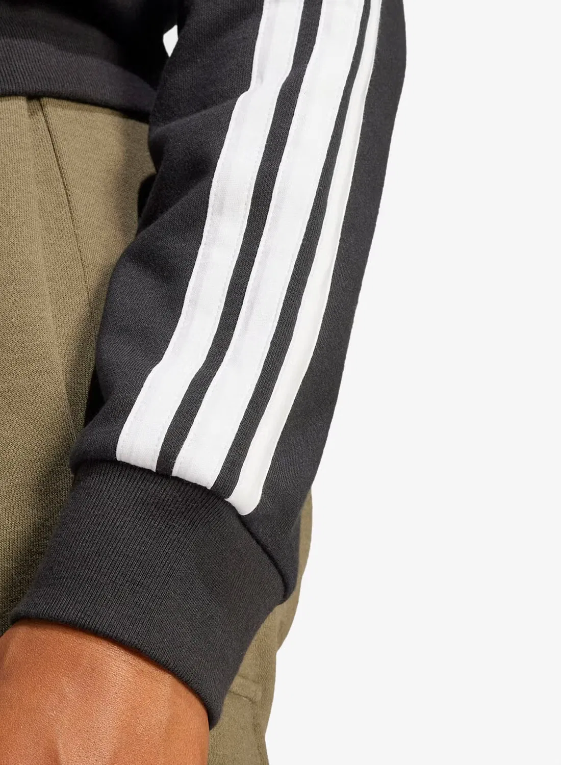Худи с длинным рукавом 3-Stripes essential french terry Adidas, черный — фото 4