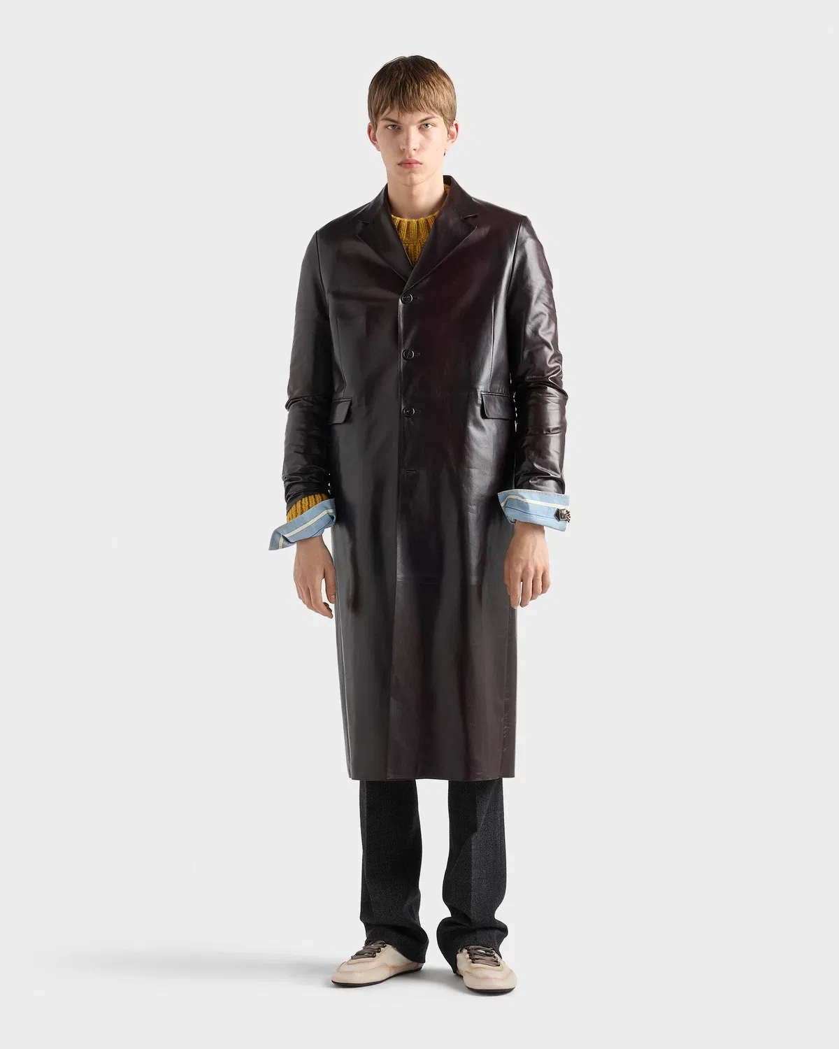 Куртка кожаная Prada, фиолетовый — фото 2