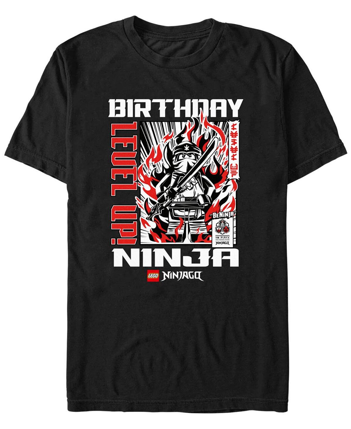 

Мужская футболка с коротким рукавом lego ninjago birthday ninja Fifth Sun, черный