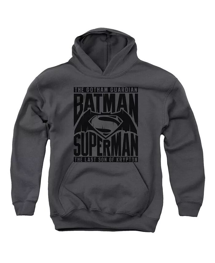

Толстовка с капюшоном для юношей и юношей, титульный бой Batman V Superman, серый