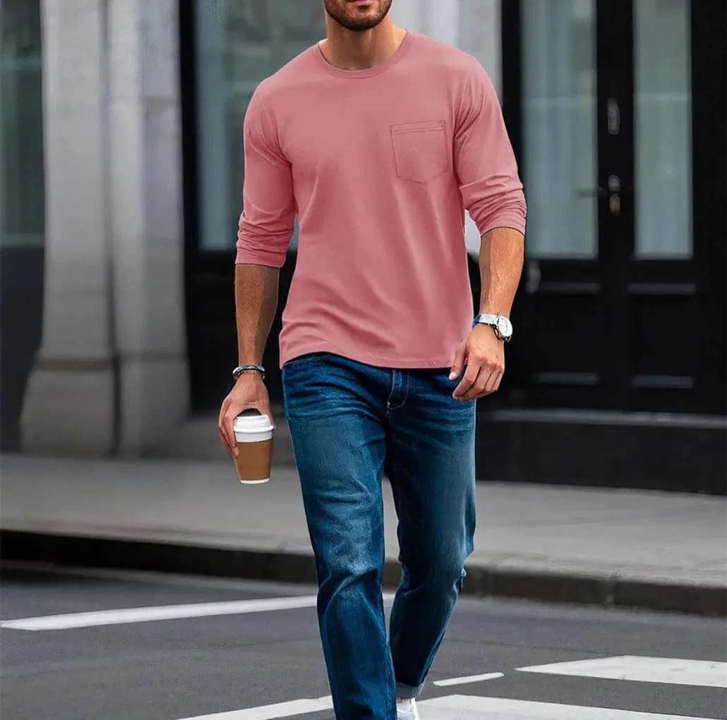 Мужская хлопковая футболка с длинным рукавом Crew Neck, 33 — фото 3