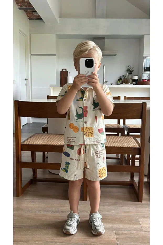 Детский комплект для девочек с принтом Just vibing unisex set Poalakıds, Multicolored