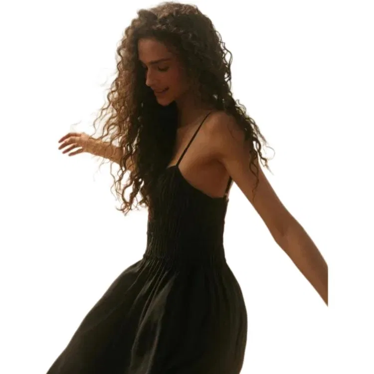 Женское платье-комбинация с квадратным вырезом, Black, ZARA — фото 4