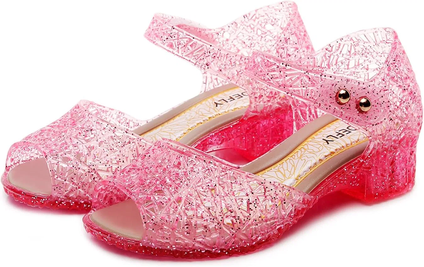 Детские туфли для девочек с блестками Princess Jelly Flats TANDEFLY, Pink
