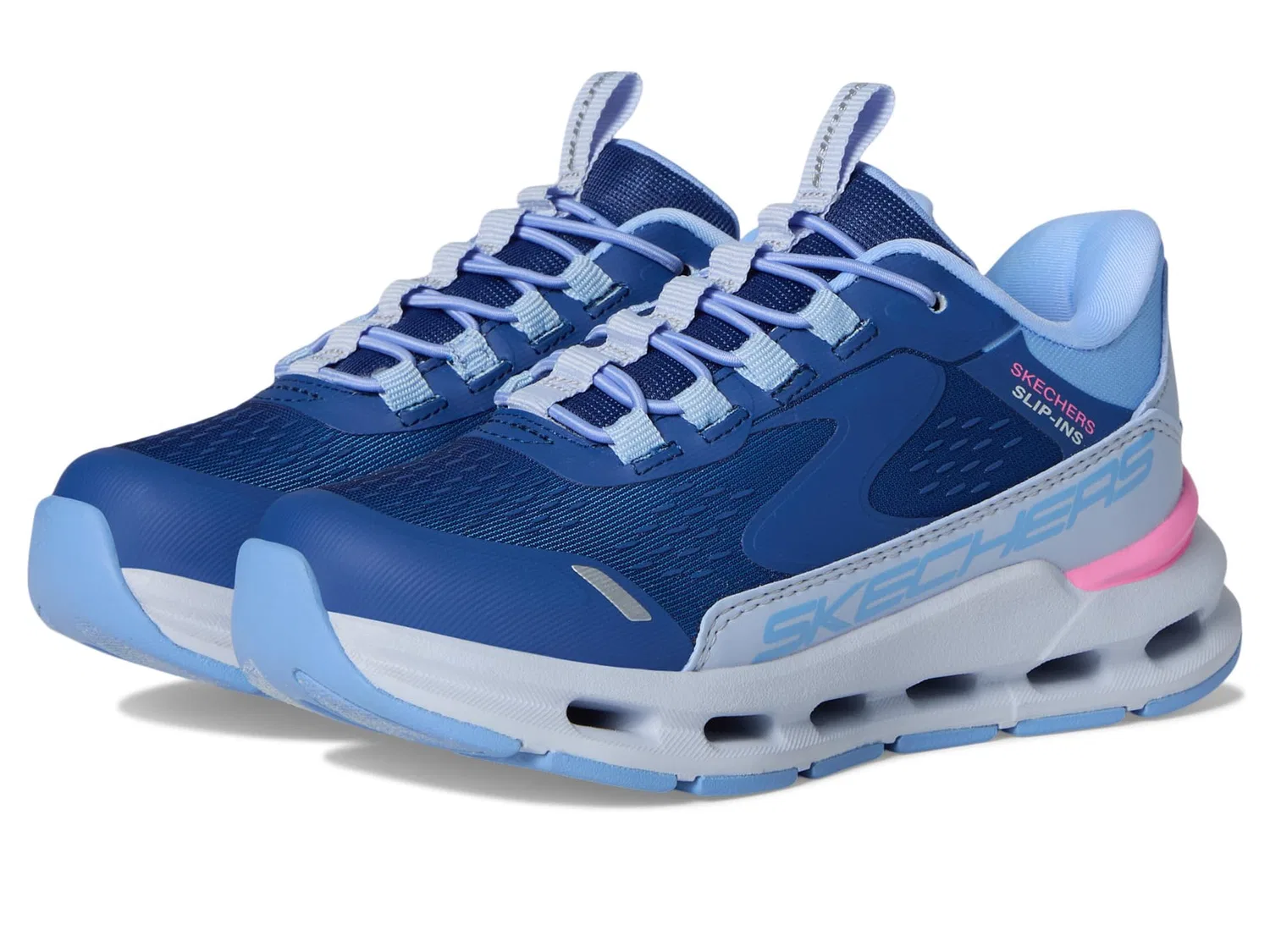 Детские кроссовки для девочек без рук Skechers Hands Free Slip-ins Glide-Step + Vista Lane, Navy Blue Periwinkle