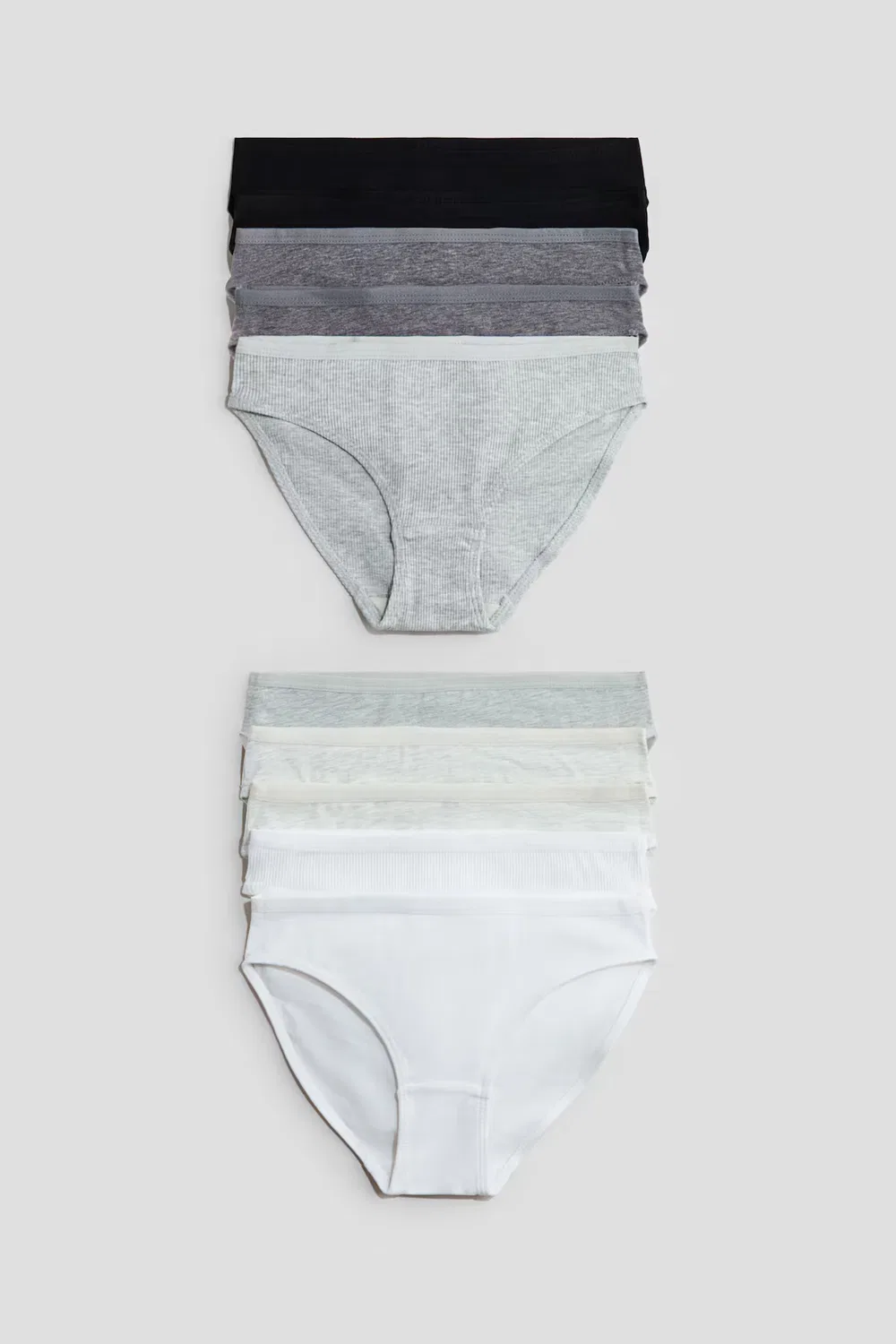 10 хлопковых трусов в упаковке H&M, Weiß/Graumeliert/Schwarz