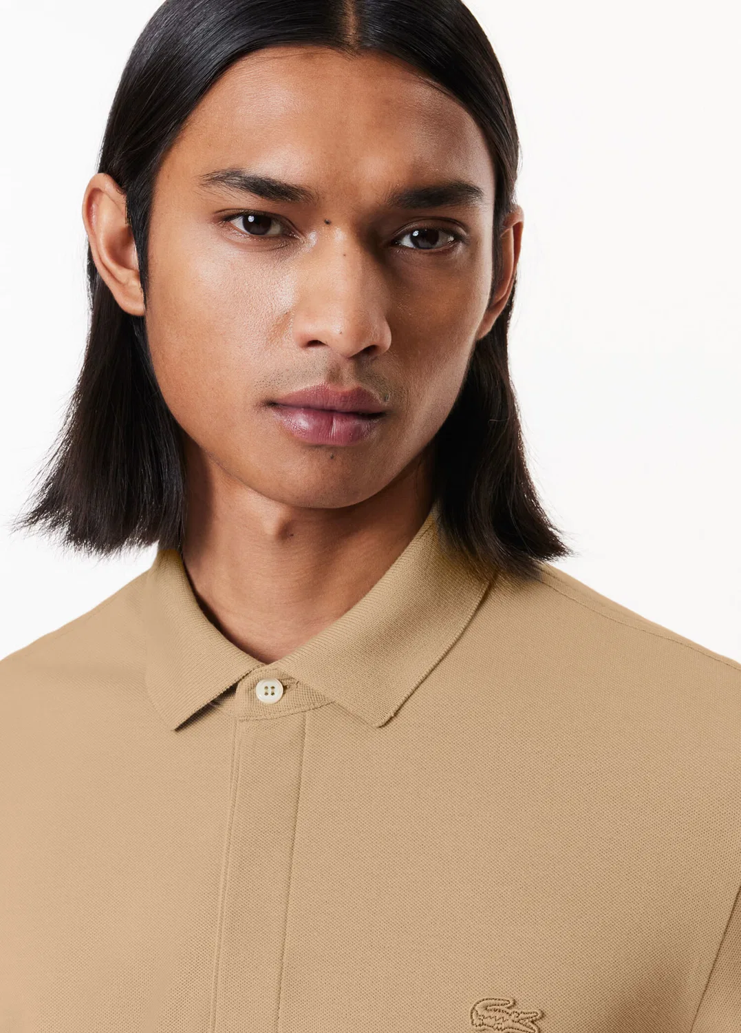 Поло Lacoste Paris Regular Fit бежевый — фото 2