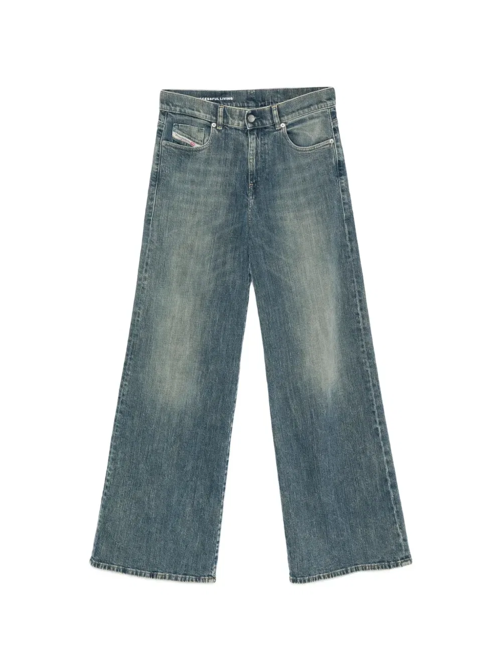 Расклешенные джинсы с эффектом потертости DIESEL, синий