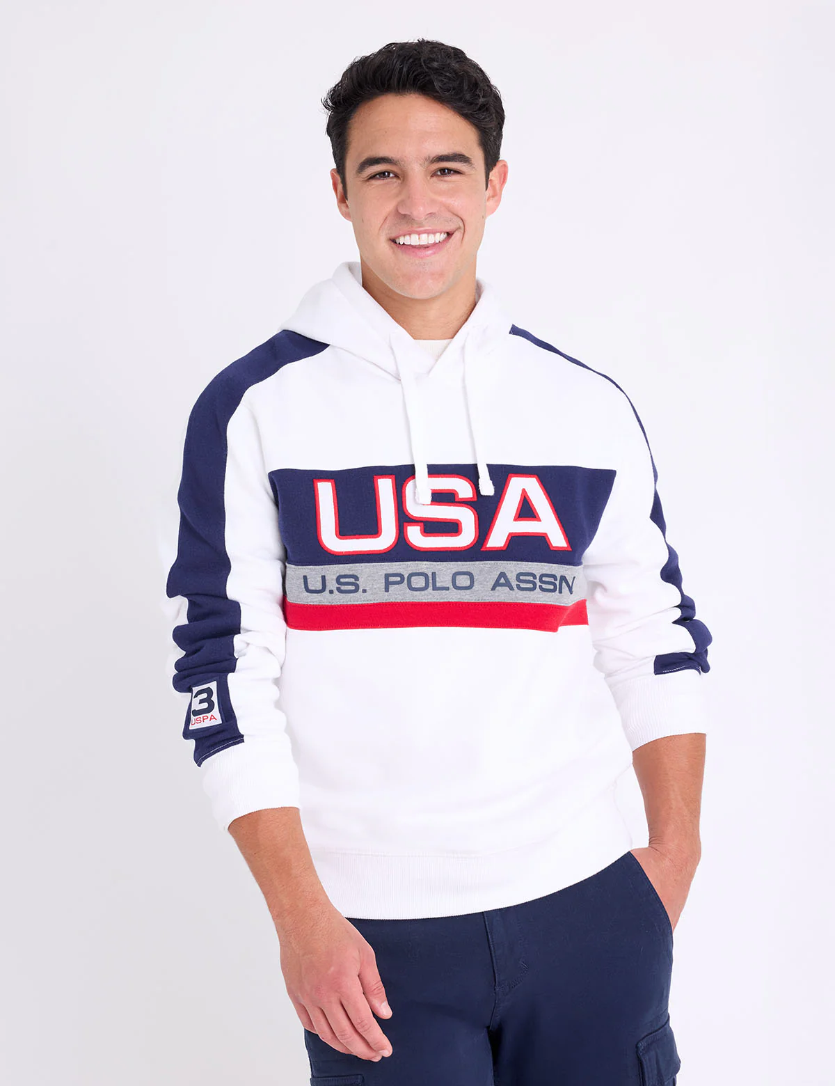 

Худи U.S. Polo Assn Usa Applique Color Block Pullover, белый/темно-синий