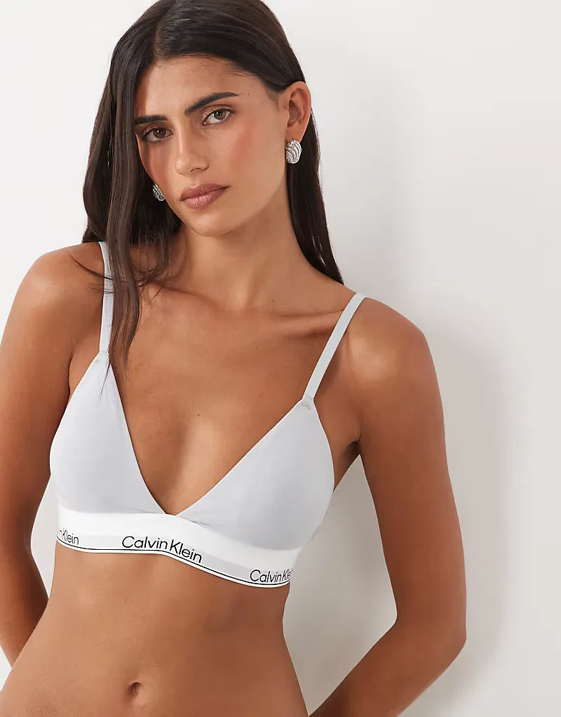 Бюстгальтер треугольный с легкой подкладкой Icon Cotton Modal 2 пары Calvin Klein, серый — фото 3