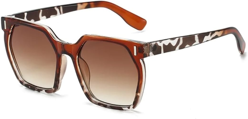 

Популярные модные квадратные солнцезащитные очки для женщин в стиле ретро с градиентной оправой и заклепками, защита от УФ-излучения UV400, для мужчин, для вечеринок, путешествий и пляжа UATXTAU, Tea