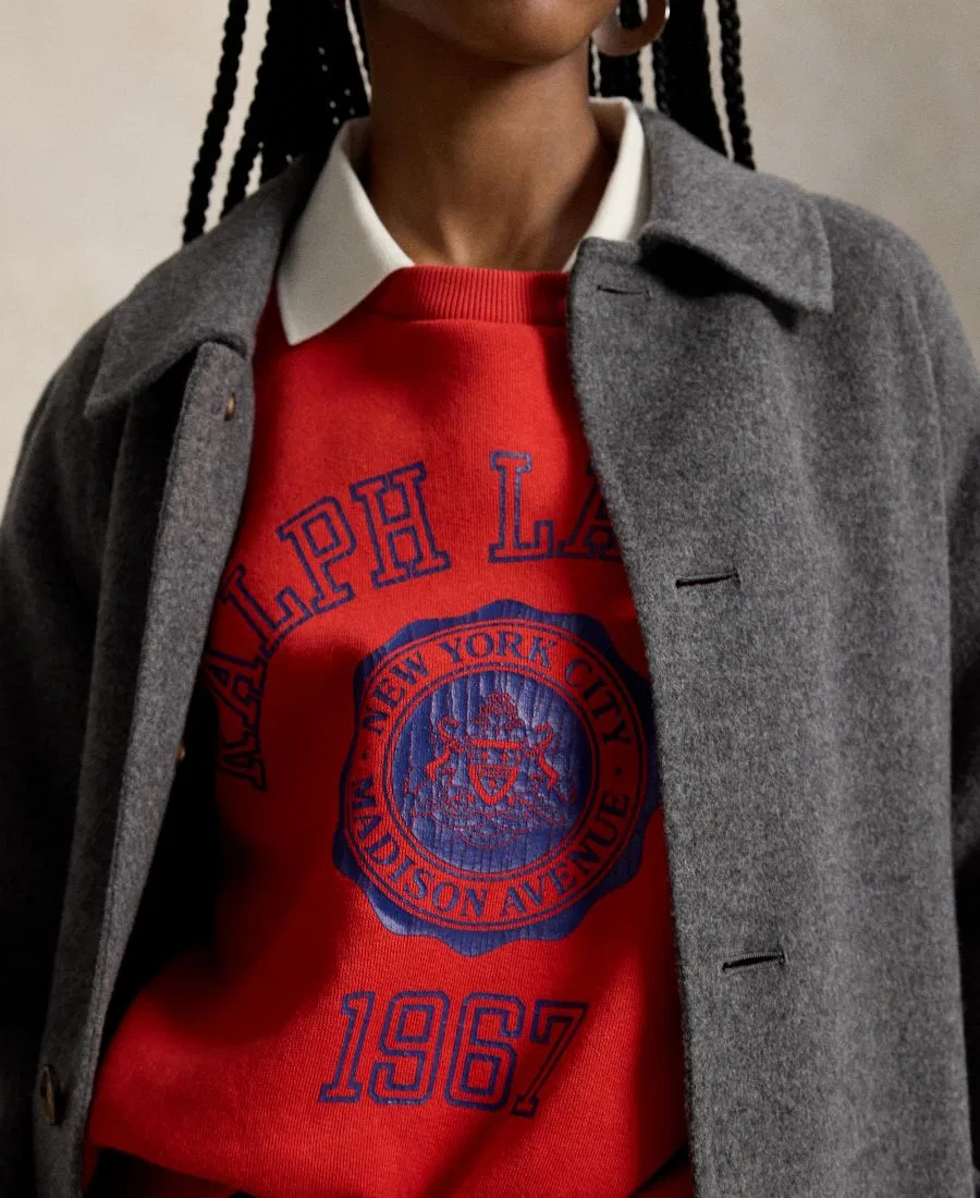 Свитшот женский с поло-воротником, свободный крой, с принтом, Madison Avenue 1967 Polo Ralph Lauren, Very Red — фото 3