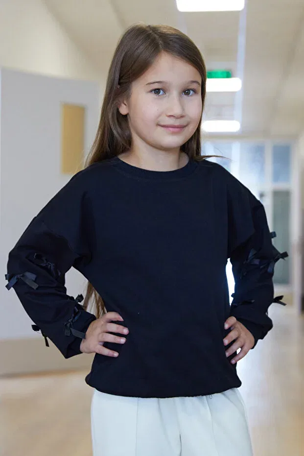 Детское худи для девочек с длинным рукавом Fulla Moda, Black
