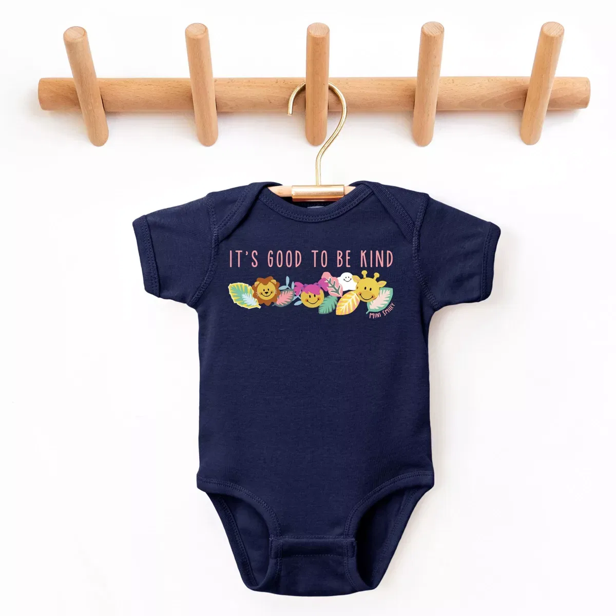 Детский боди-комбинезон с коротким рукавом с принтом Mini Smiley It's Good To Be Kind Aria The Juniper Shop, Navy — фото 2