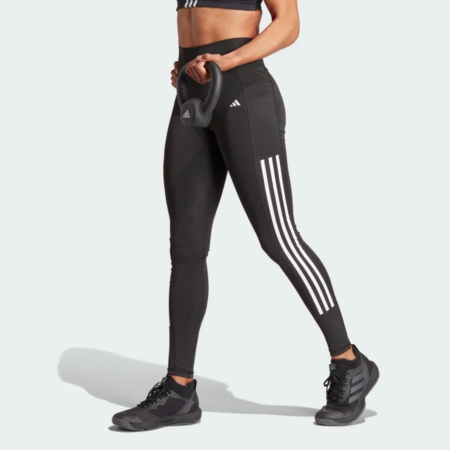 Леггинсы спортивные с высокой посадкой Optimé 3-Stripes Full-Length adidas, Черный