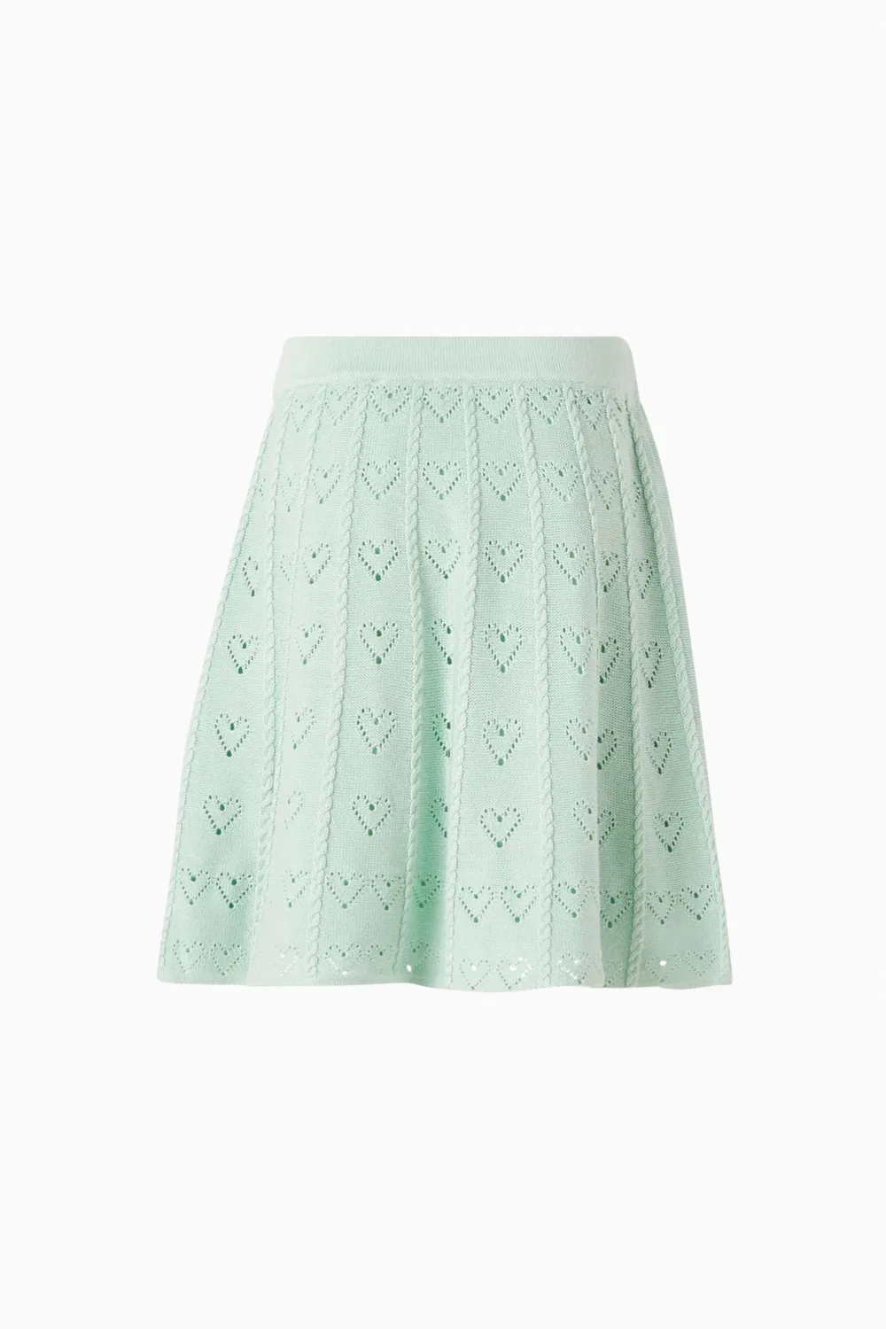 Юбка трикотажная с принтом в виде сердечек Mint Heart Self Portrait — фото 3