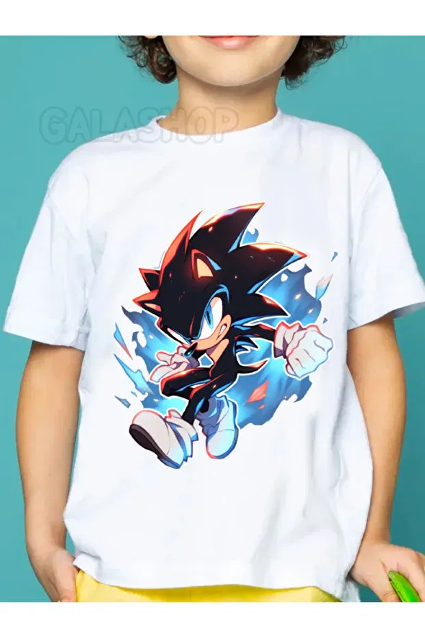 Детская футболка для девочек хлопковая с принтом Sonic Galashop, White