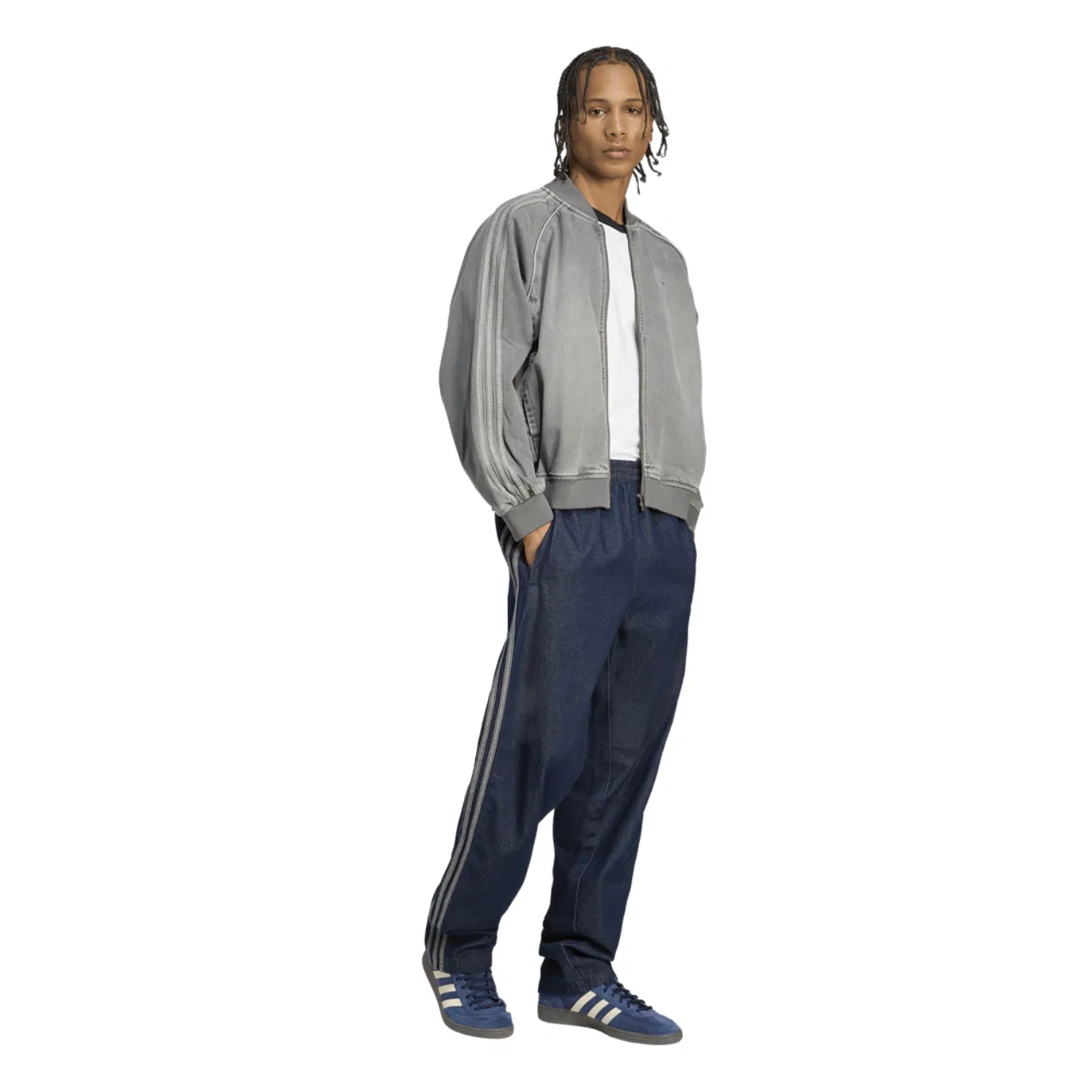 Мужская куртка SST Denim Oversize Track Top Adidas, цвет Denim Stone/Black — фото 3