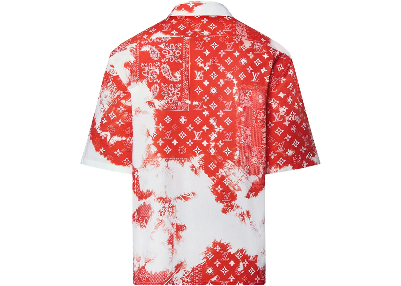 Мужская рубашка с коротким рукавом с принтом Monogram Bandana Louis Vuitton, Orange/White — фото 2