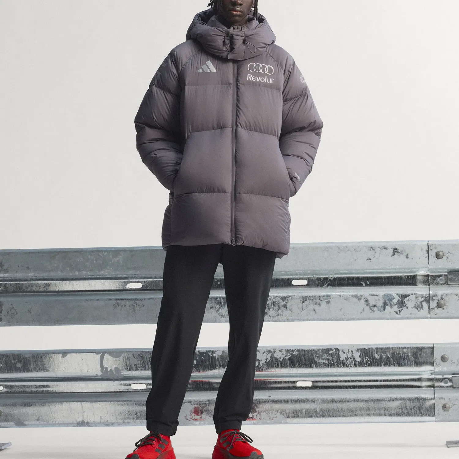 Мужской пуховик с капюшоном и отстегивающимся капюшоном, TEAM, Adidas, Stratum Gray — фото 3
