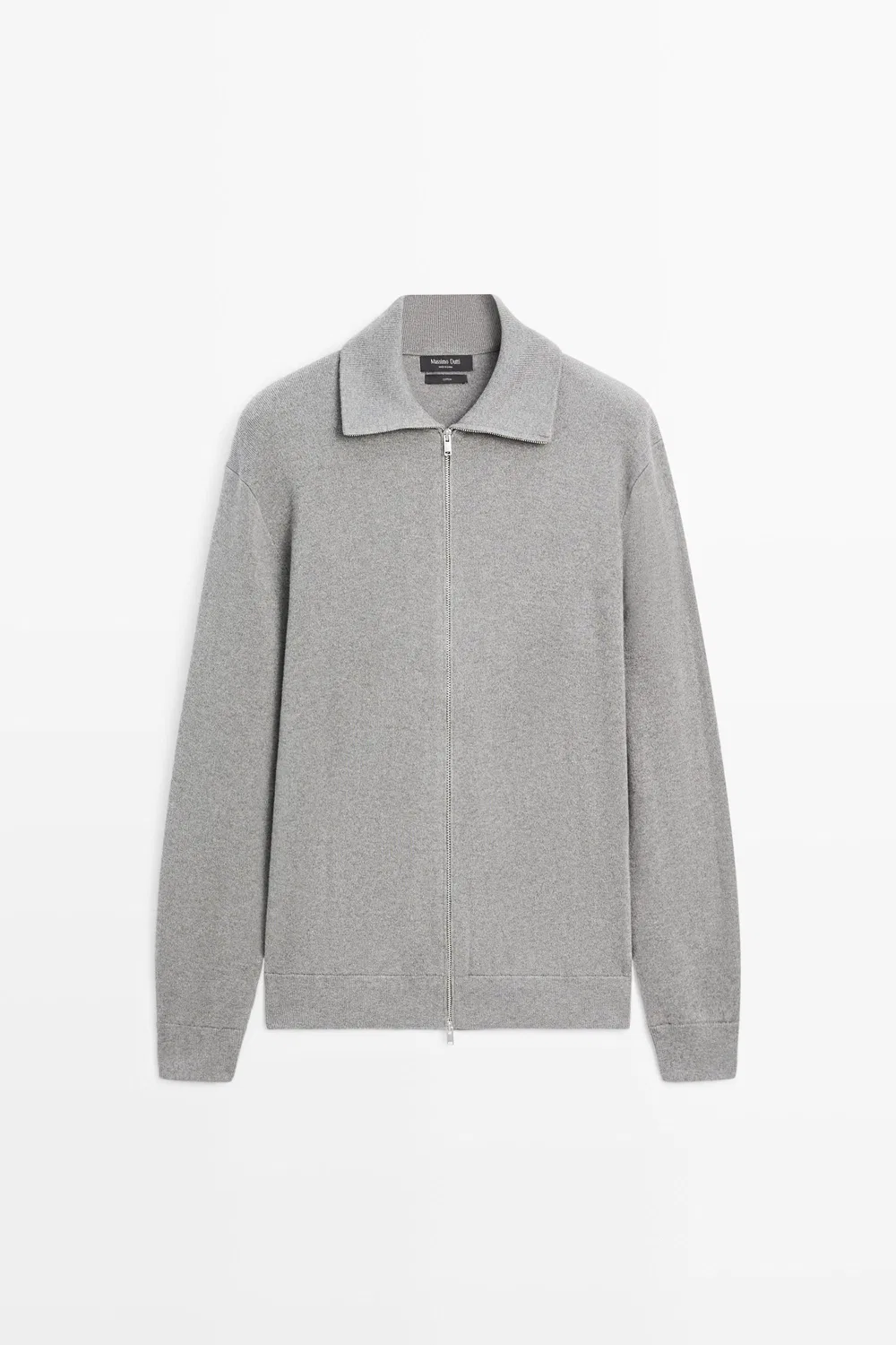 Кардиган Massimo Dutti 100% Cotton Zip-Up Knit, серый — фото 2