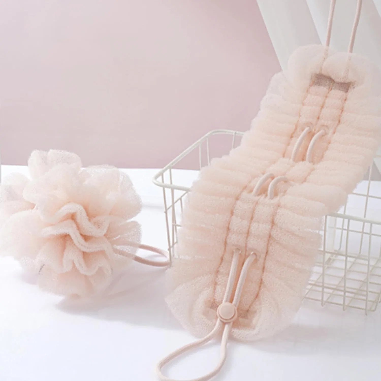 2-in-1 Душ-скраб с длинной ручкой, Nylon, Rose Generisch — фото 2