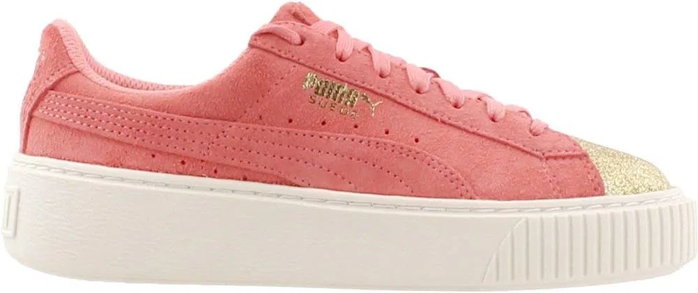 Детские кроссовки на платформе Suede Platform Sneaker PUMA, Puma Team Gold-Shell Pink — фото 3