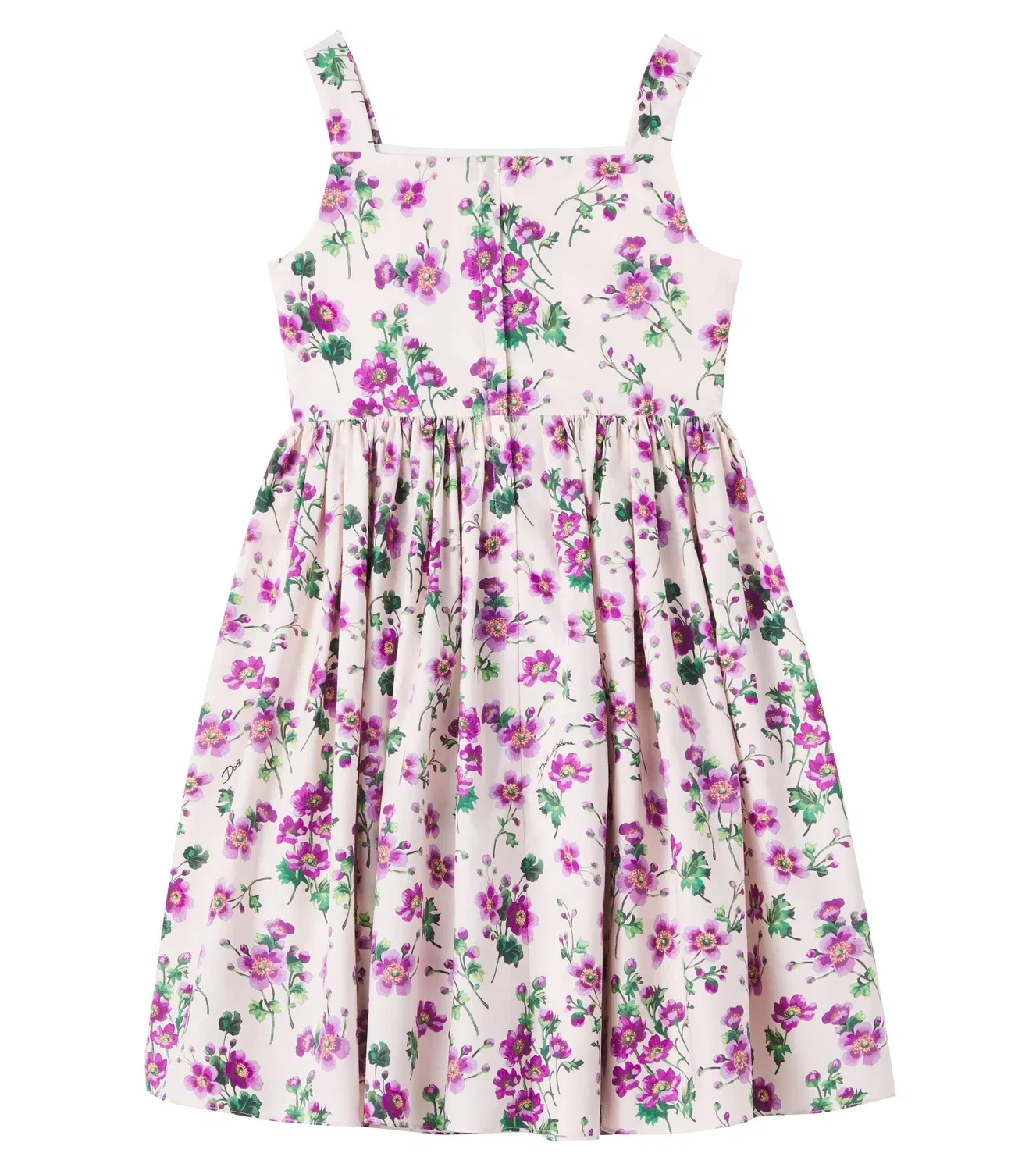 Платье из цветочного жатого хлопкового поплина Dolce&Gabbana Kids, белый — фото 4