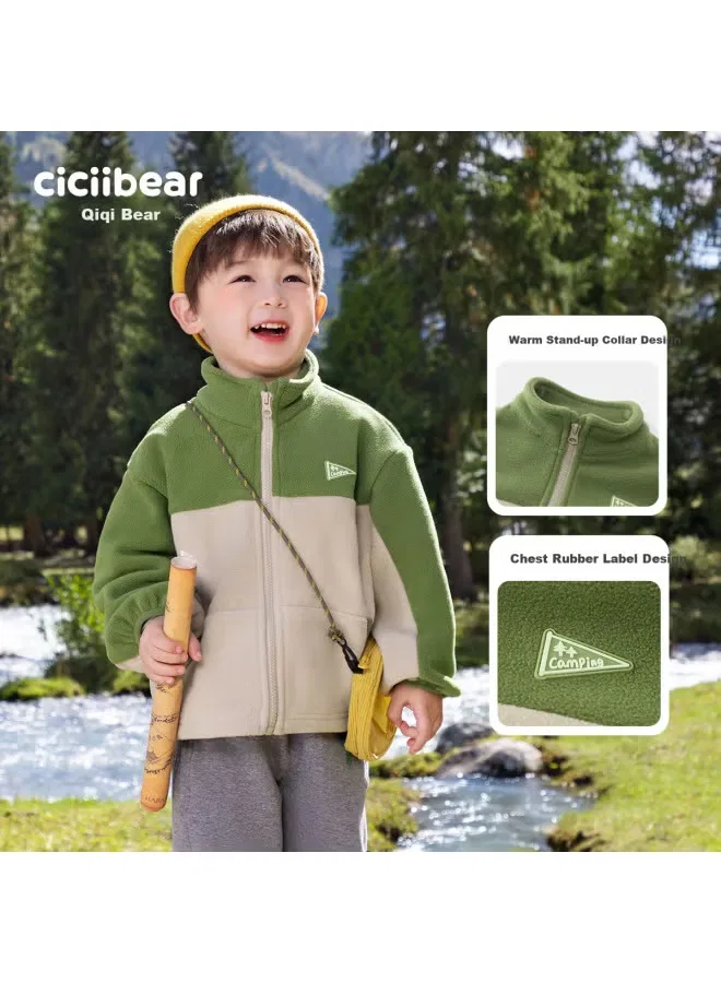Ciciibear Куртка детская утепленная из флиса с плюшем, зеленый