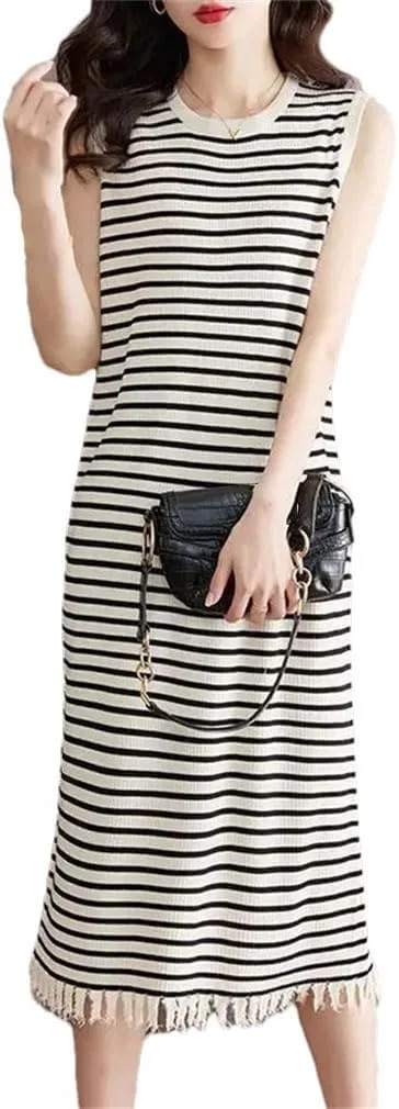Женское платье-жилет с бахромой Casual Long, Beige