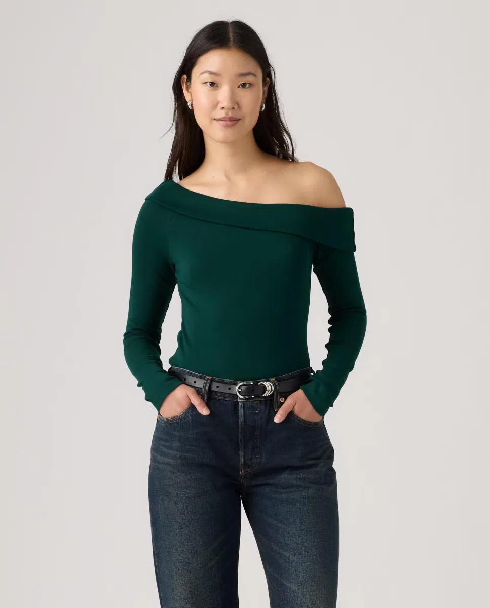 Женская футболка с длинным рукавом, Escote Asimétrico, Levi's, темно-зеленый