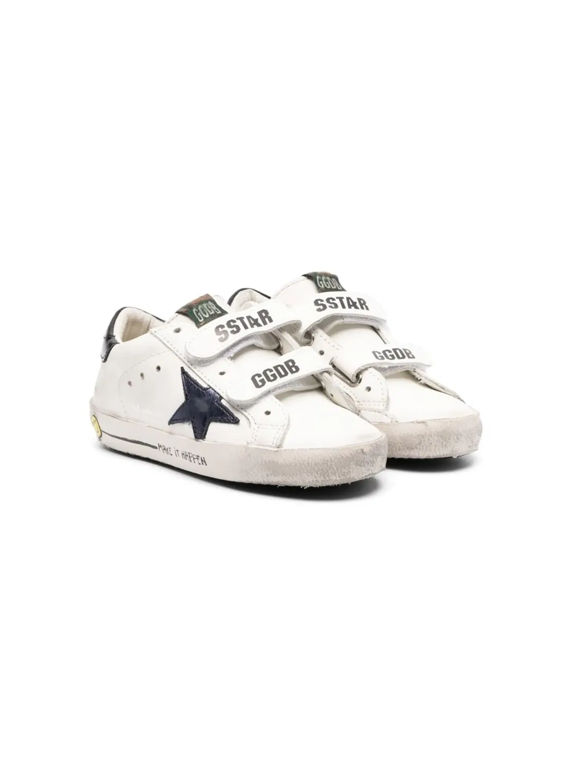 Кроссовки с застежкой для девочек Golden Goose, белый/темно-синий