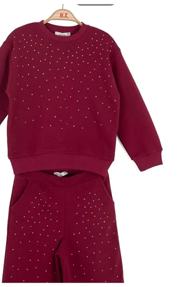 Детский спортивный комплект для девочек из хлопка Nk Kids, Burgundy — фото 2