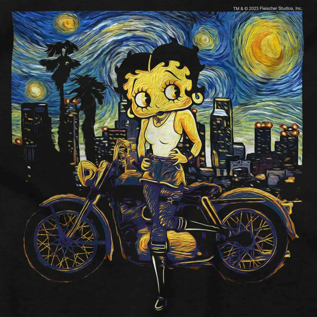 Детское боди-комбинезон для девочек с принтом Betty Boop Biker Starry Night Art Brisco Brands, Black — фото 2