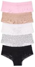 Женские трусики-бикини Victoria's Secret Women's Lace Cheeky Underwear, 5 штук, бежевый/белый/черный/розовый