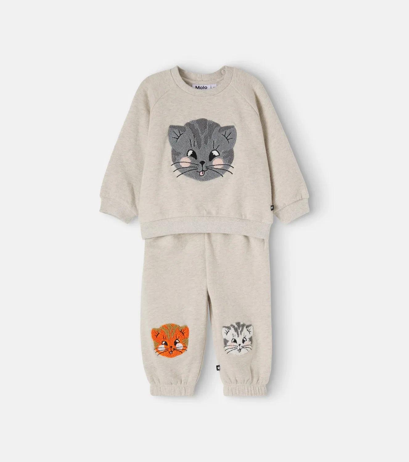 Комплект из толстовки и спортивных брюк из органического хлопка Chenille Cats Molo, белый