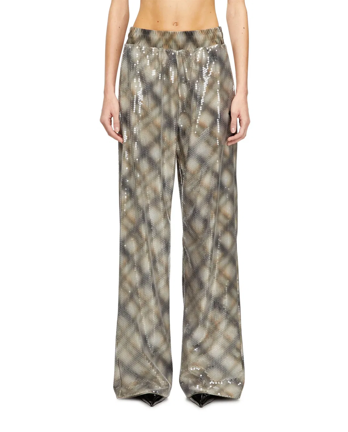 Женские широкие брюки из эластичного нейлона с пайетками Diesel, Multicolor