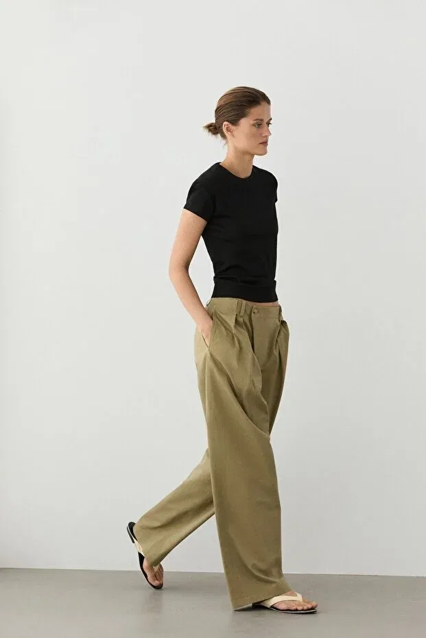 Женская футболка с коротким рукавом хлопковая Massimo Dutti, Black — фото 3