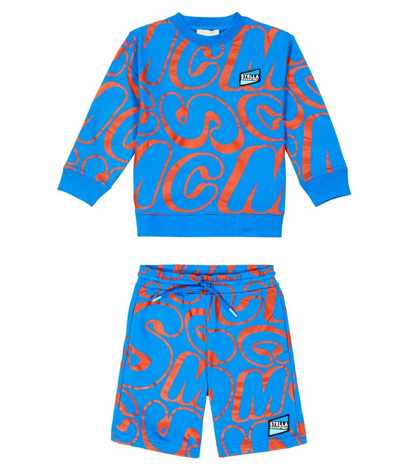 Комплект свитшота и шорт с принтом Stella Mccartney Kids, синий