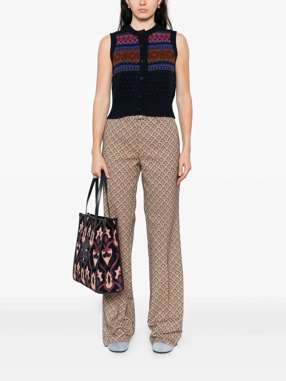 Брюки с дамасским узором ETRO, бежевый — фото 3
