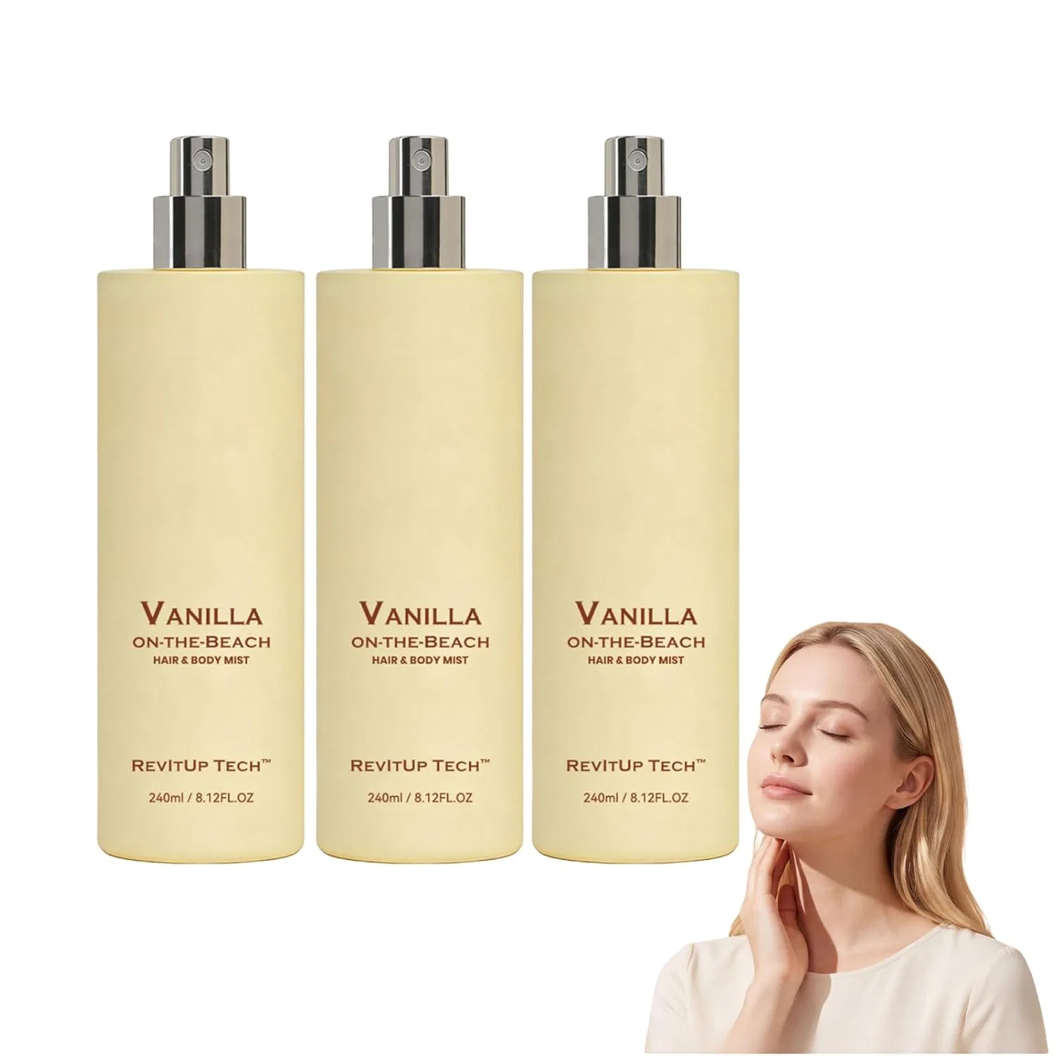 Хаир энд Боди Мист Vanilla on the Beach, VKaoess, 3 Flaschen, 240 мл, Vanille