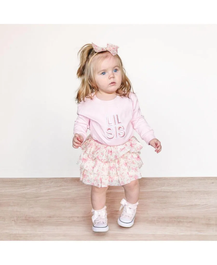 Боди-комбинезон с длинным рукавом, с вышивкой Lil Sis Sweet Wink, Ballet Pink — фото 2