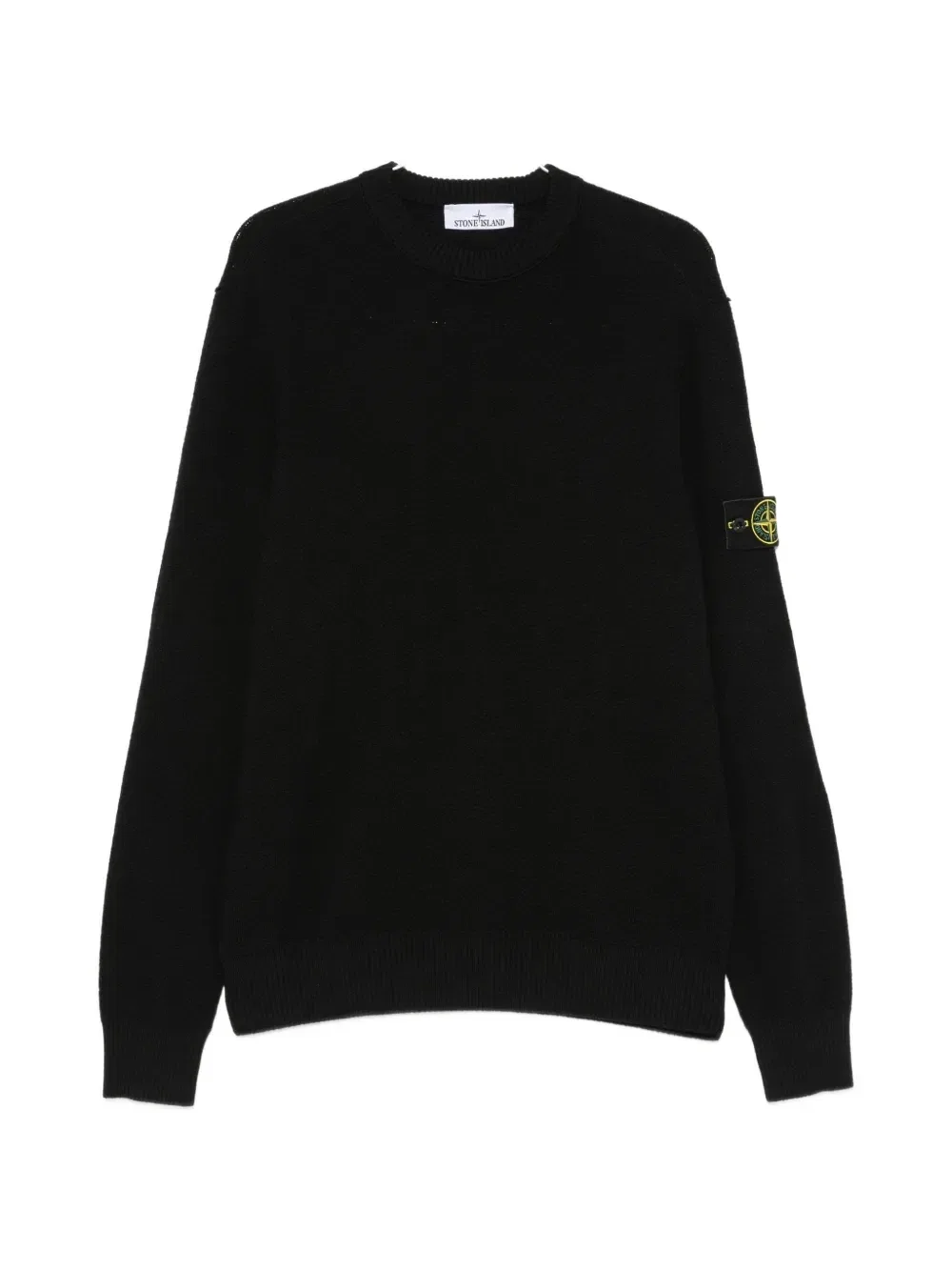 Свитер с нашивкой-логотипом и ребристой делкой Stone Island, черный