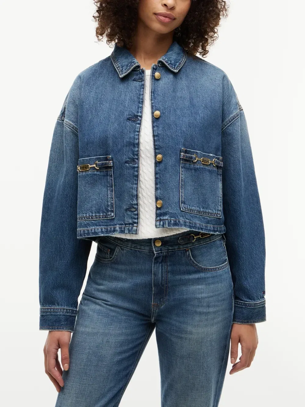 Укороченная джинсовая куртка Tommy Hilfiger, синий — фото 3