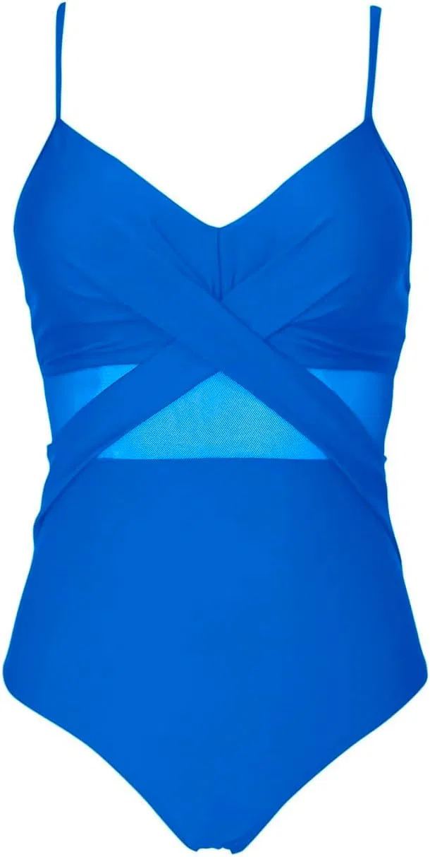 Женский цельнокроеный купальник с эффектом утяжки, Push Up, Blue — фото 3