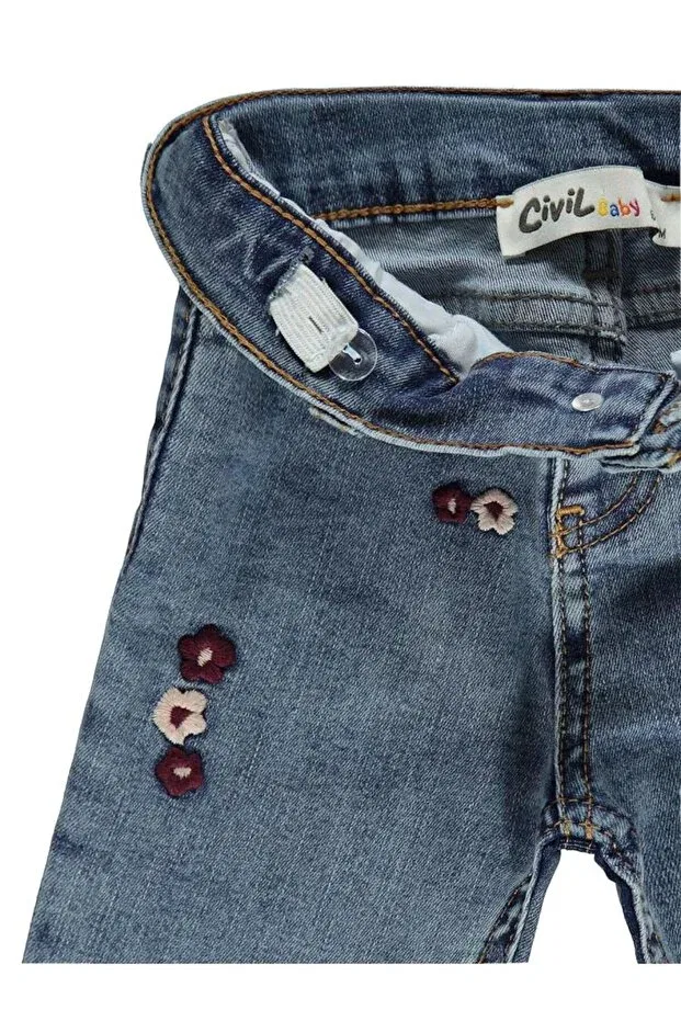Детские брюки для девочек прямые с вышивкой Civil Baby, Medium Blue — фото 2