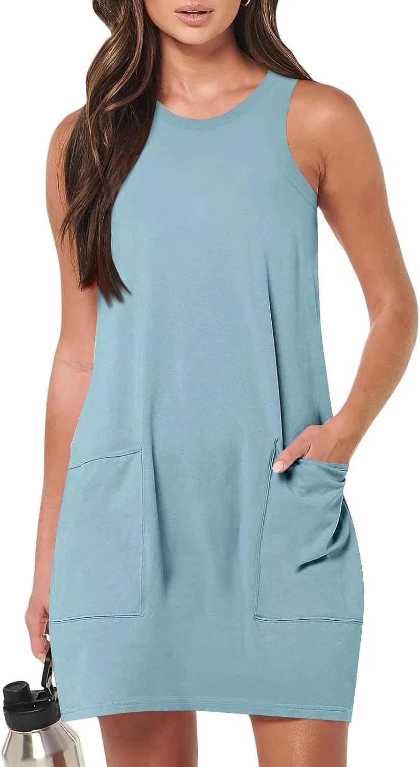 Женское мини-платье на бретелях Summer, A007-light Blue