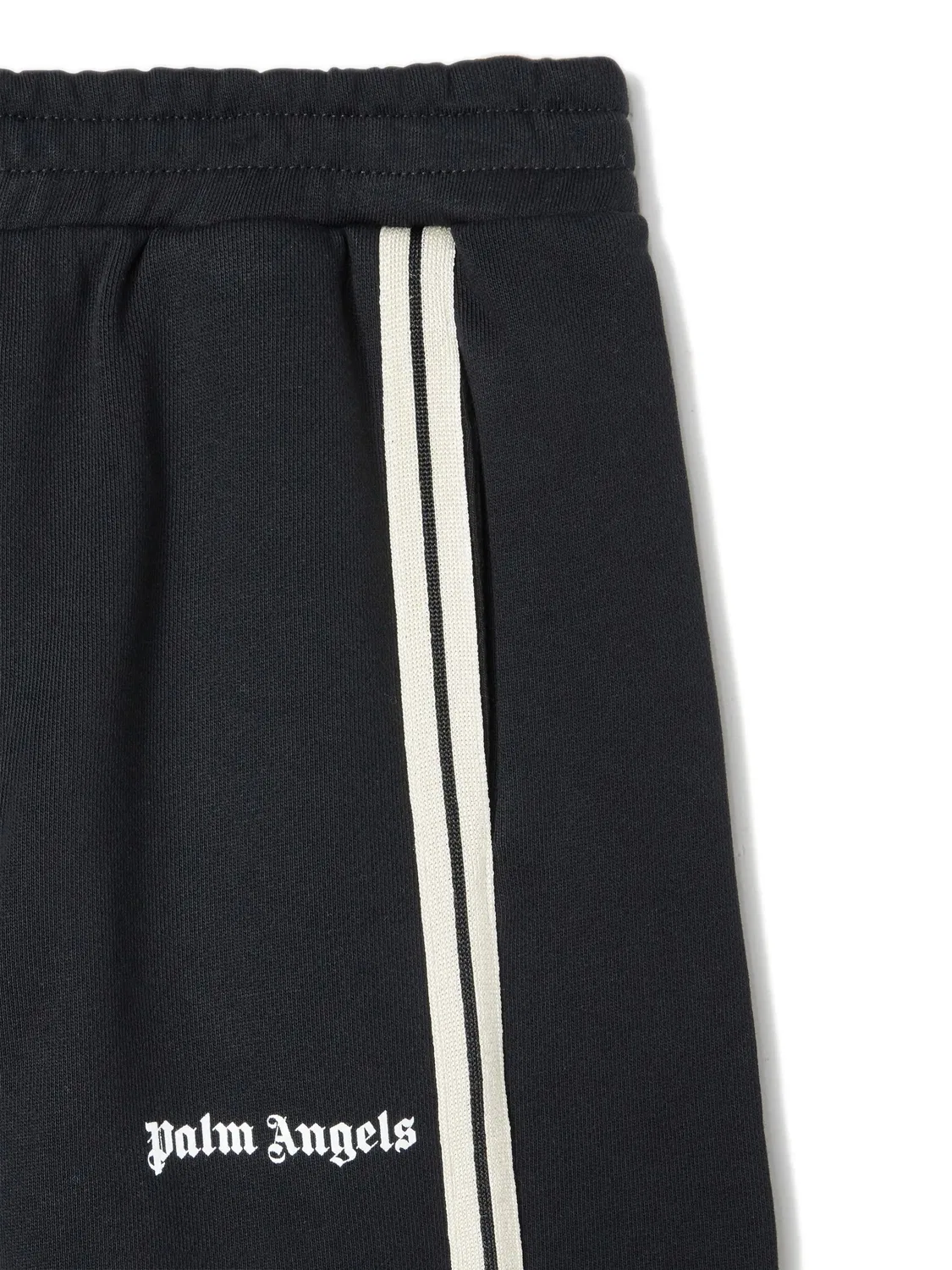Спортивные штаны с контрастными лампасами и принтом Palm Angels Kids Contrast Stripe Cotton Track Pants Palm Angels, Off White — фото 3