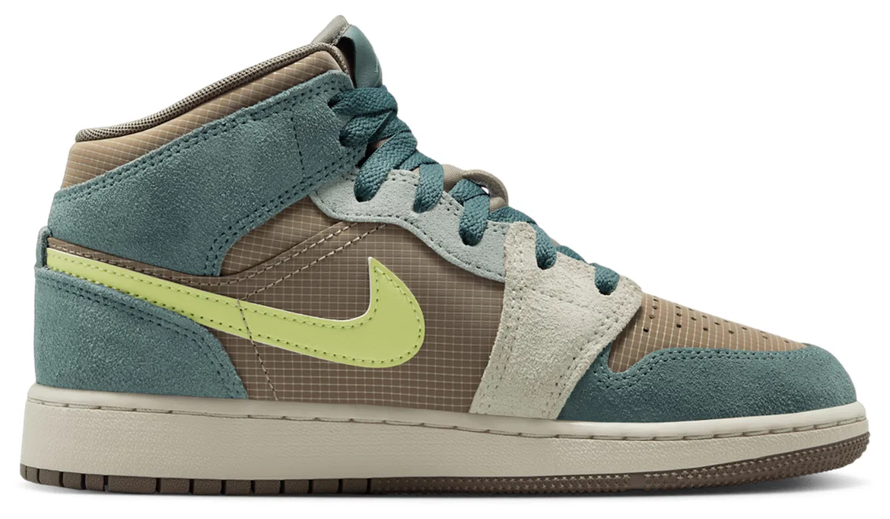 Кроссовки для мальчиков AJ 1 Mid SE Uni Jordan, цвет Khaki/Light Lemon Twist/Hasta