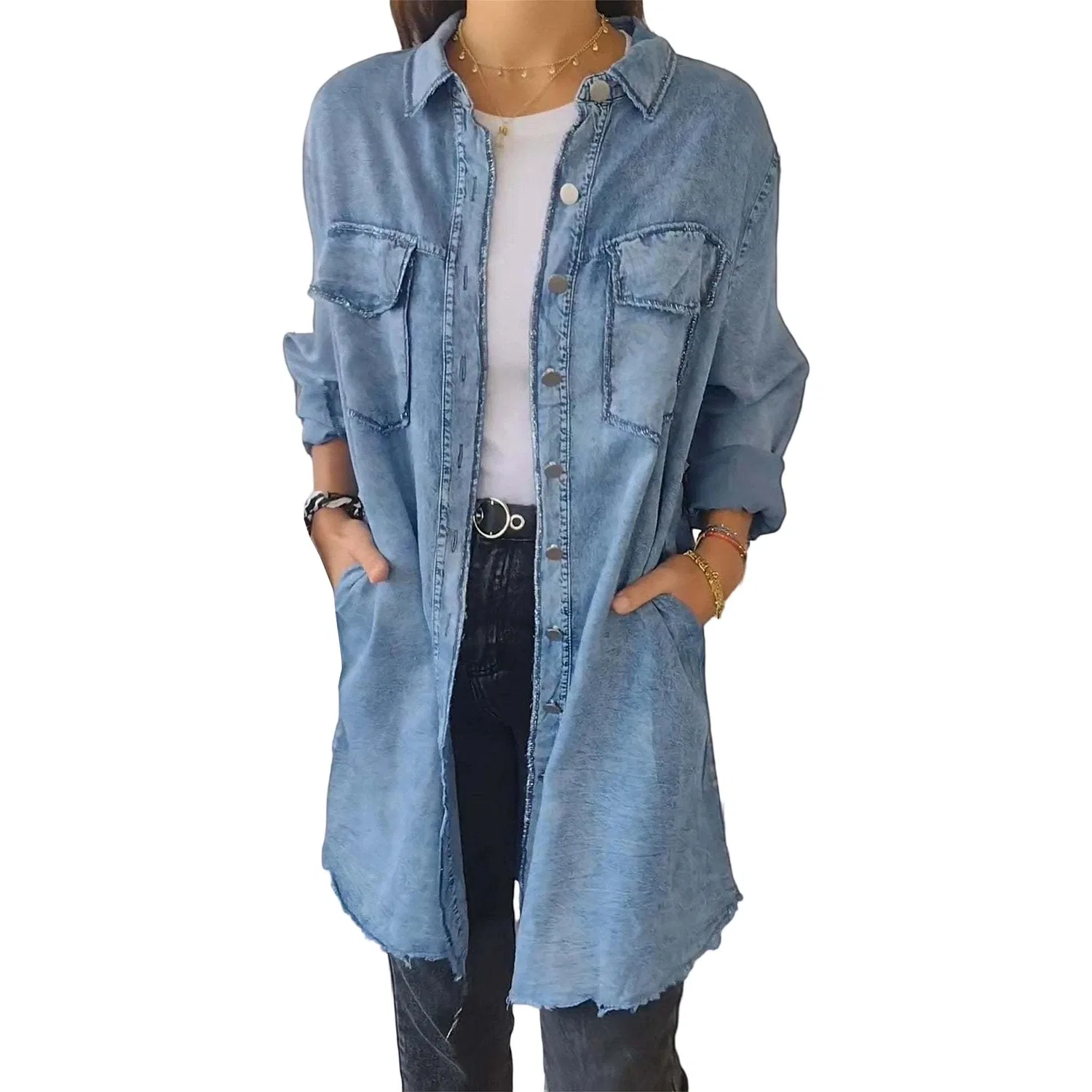 Женское джинсовое пальто oversize, blue